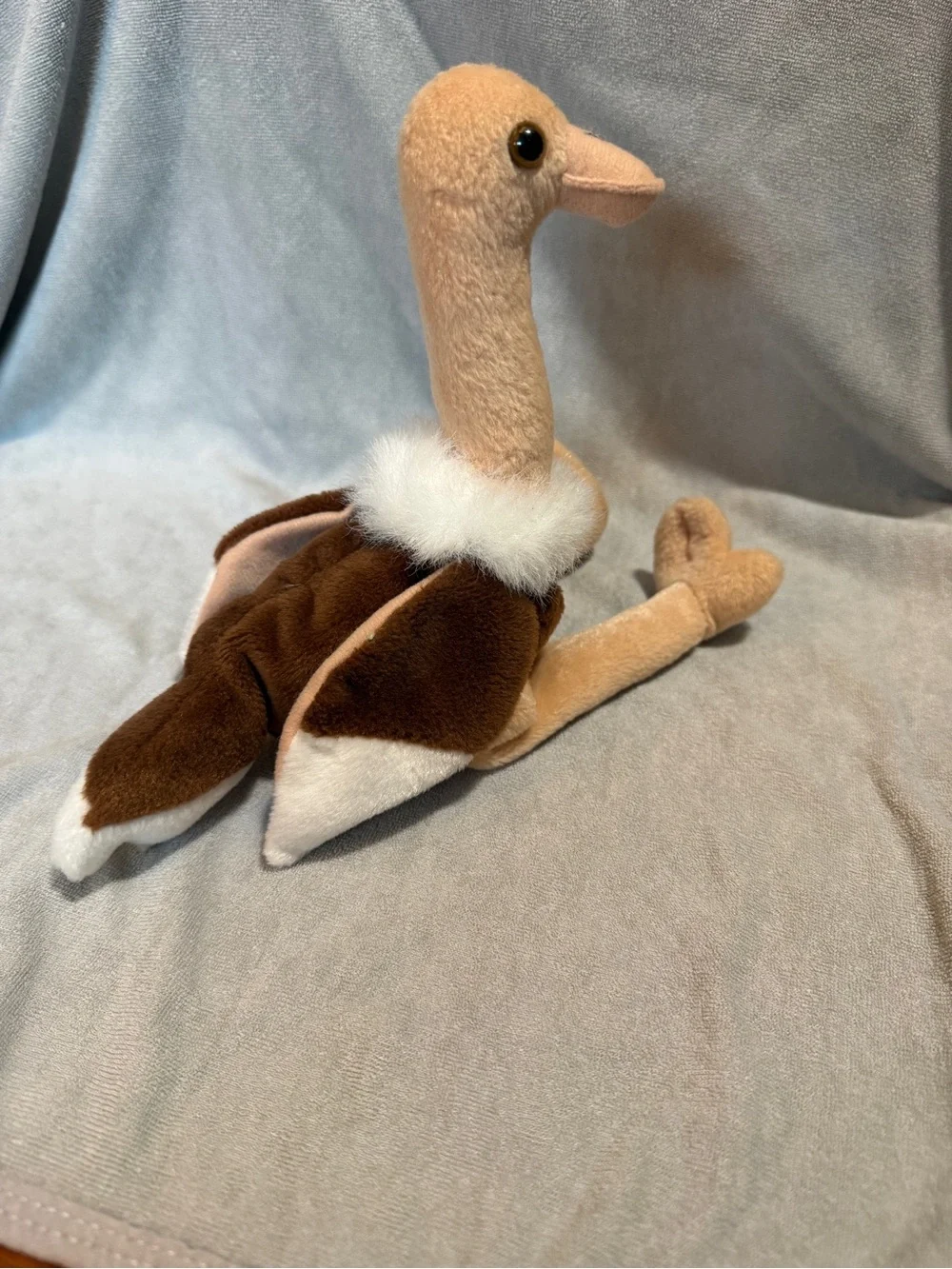 Plush Ostrich Toy in Brown, Cream and White - Soft Cuddly Bird (1997)